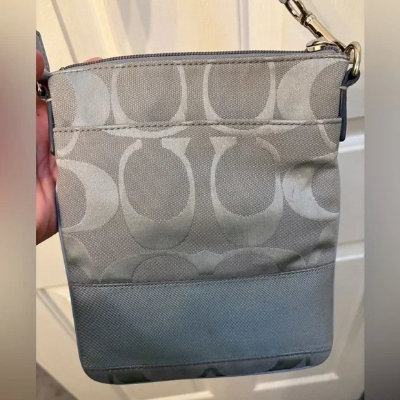 Coach Signature C Light Blue/Gray Mini Crossbody Bag - Picture 3 of 5